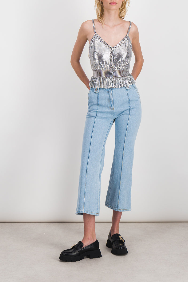 Paco Rabanne - Silver mesh v-neck top