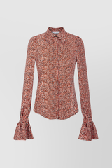 Printed coton shirt with fluted cuffs