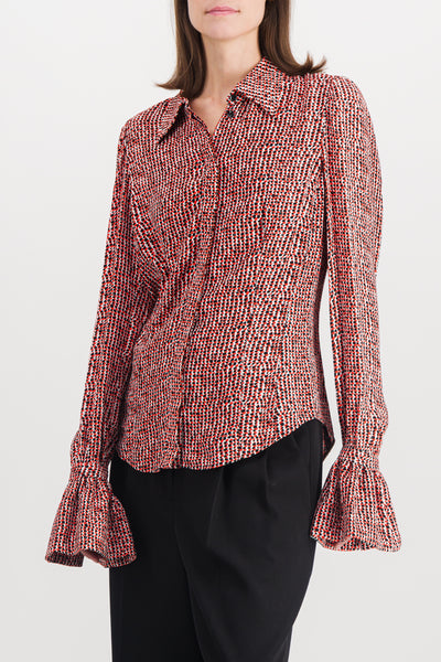 Printed coton shirt with fluted cuffs