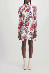 Paisley printed mini dress with long sleeves