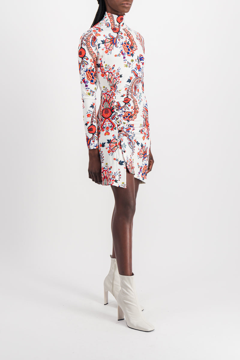 Paco Rabanne - Paisley printed mini dress with long sleeves