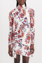 Paisley printed mini dress with long sleeves