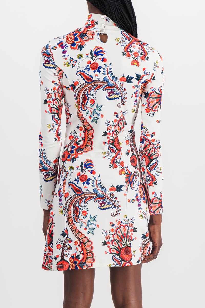 Paco Rabanne - Paisley printed mini dress with long sleeves