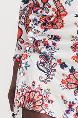 Paisley printed mini dress with long sleeves