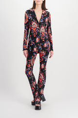 Paisley printed skinny straight leg pants