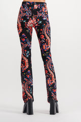 Paisley printed skinny straight leg pants