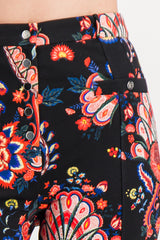 Paisley printed skinny straight leg pants