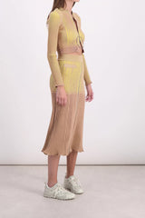 Bicolored ribbed knitted cropped cardigan