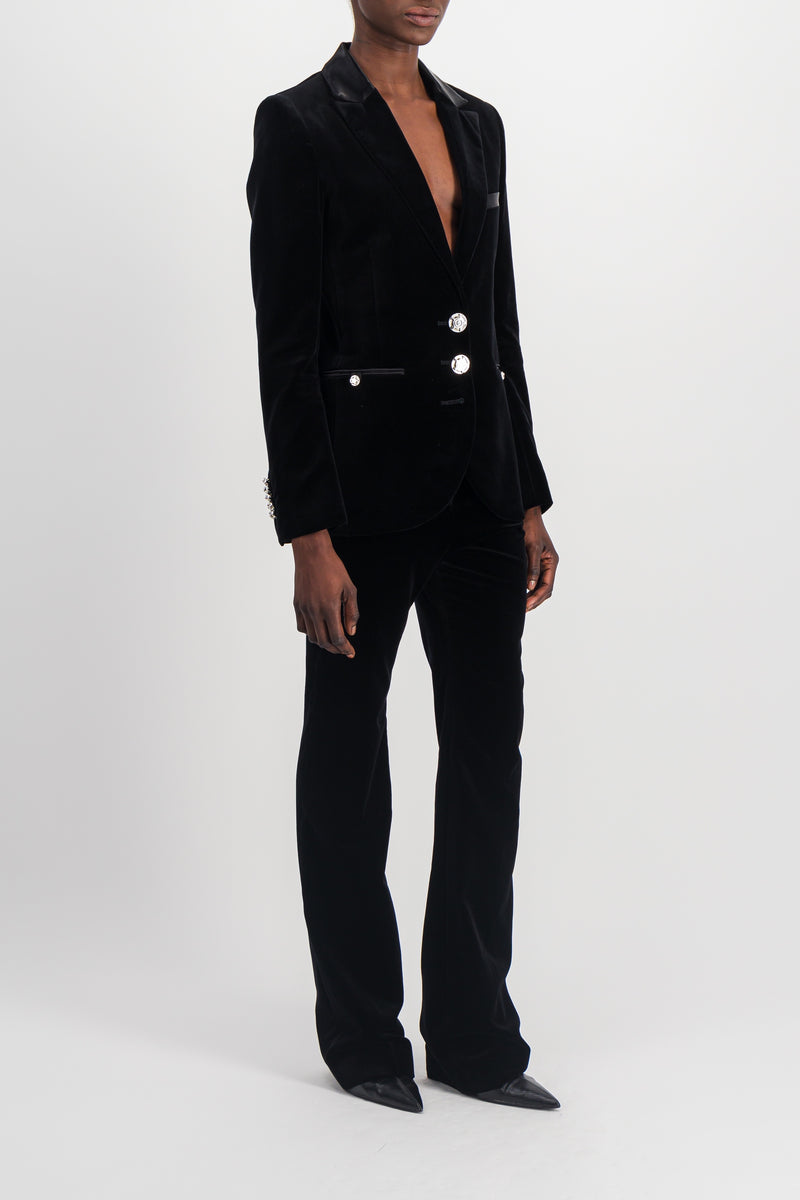 Paco Rabanne - Black velvet straight leg tailoring pants