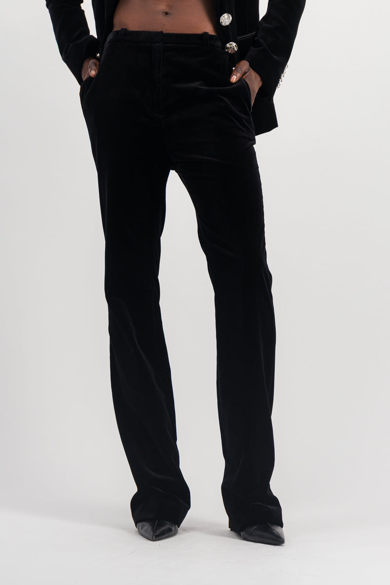 Paco Rabanne - Black velvet straight leg tailoring pants