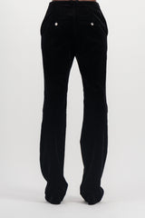 Black velvet straight leg tailoring pants