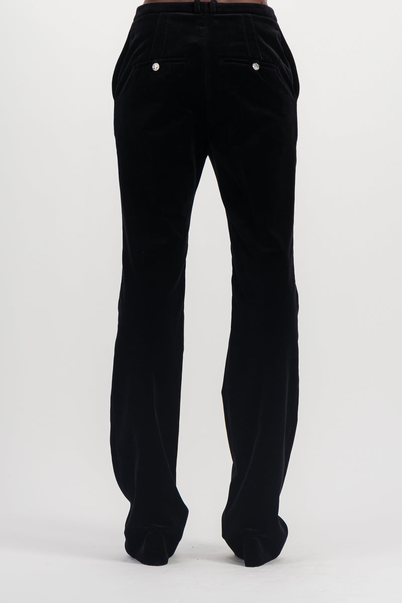 Paco Rabanne - Black velvet straight leg tailoring pants