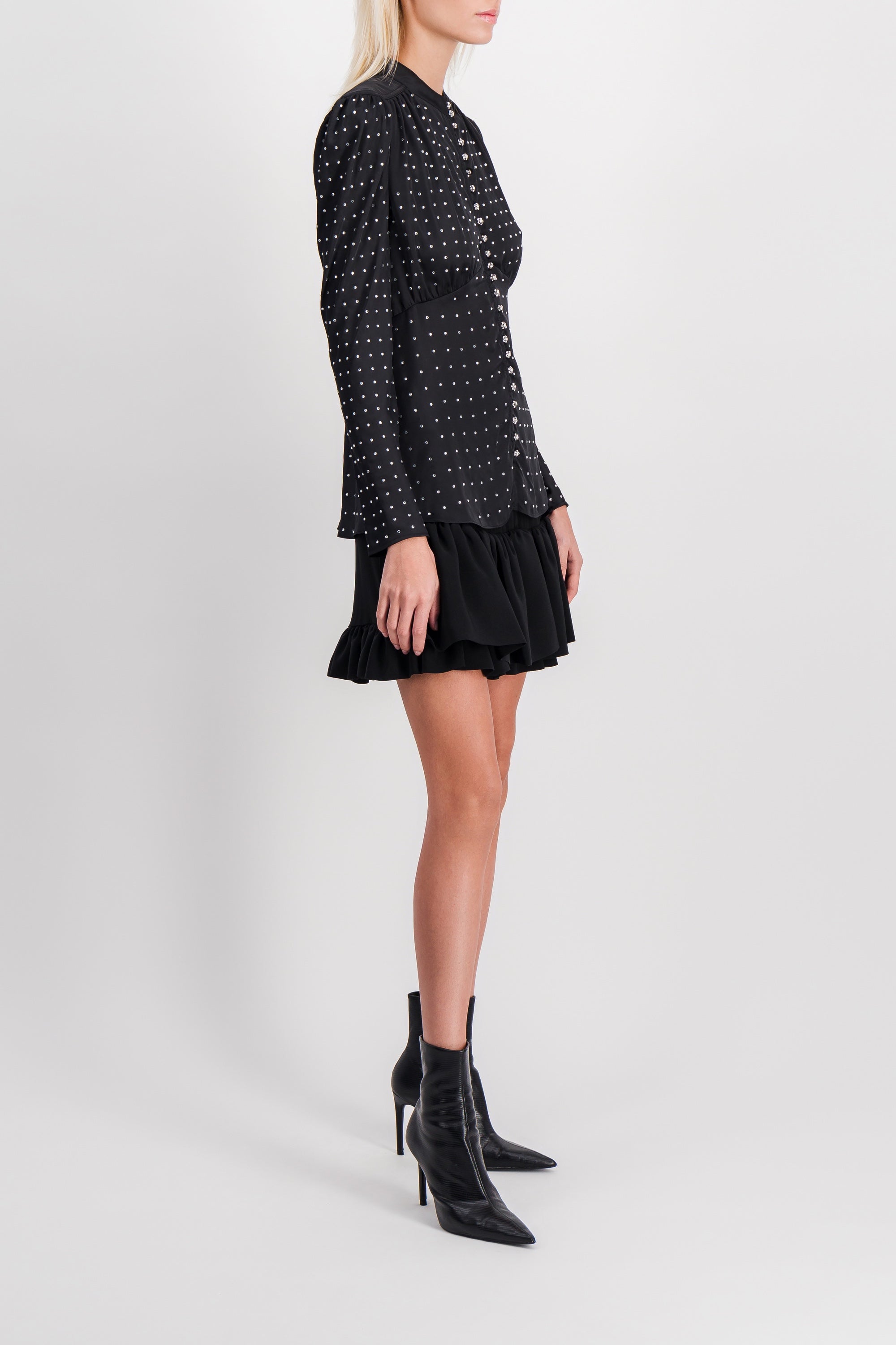 Paco Rabanne – Light satin blouse with cristaux and cristal buttons ...