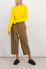Yellow fine cashmere crewneck sweater