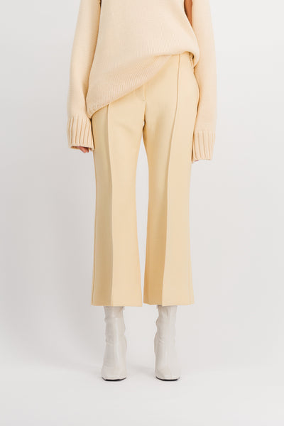 Cropped straight leg wool pants