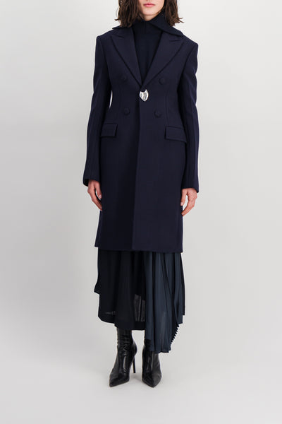 Heavy wool v-neck coat