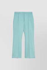 Cropped straight leg wool-nylon pants