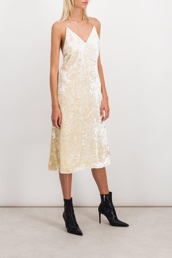 Washed velvet maxi slip dress