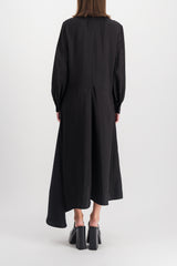 Asymmetric viscose-silk shirt dress