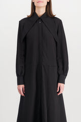 Asymmetric viscose-silk shirt dress