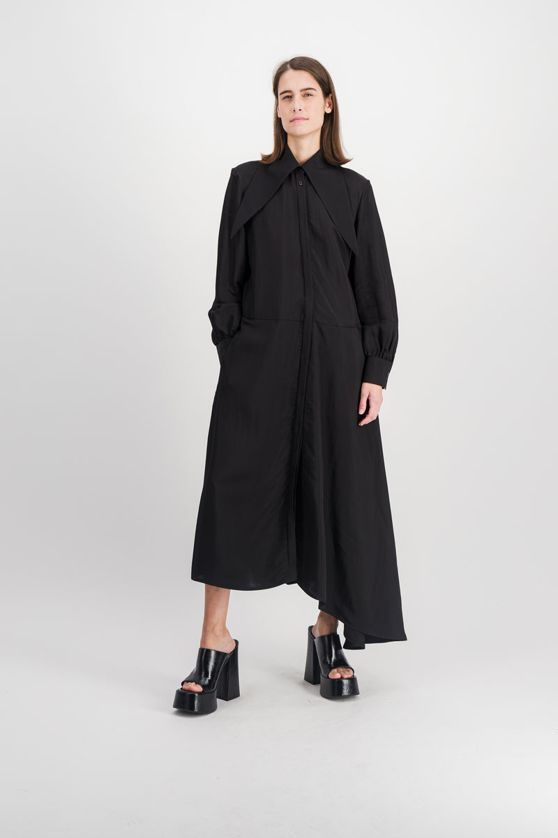 Jil Sander - Asymmetric viscose-silk shirt dress