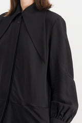 Asymmetric viscose-silk shirt dress