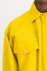 Sunflower loose wool gabardine shirt with breast patch pockets