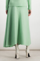 Flared boiled wool midi skirt