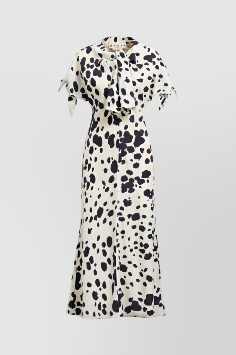 Marni - Crêpe de soie midi dress with dot print