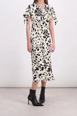 Crêpe de soie midi dress with dot print