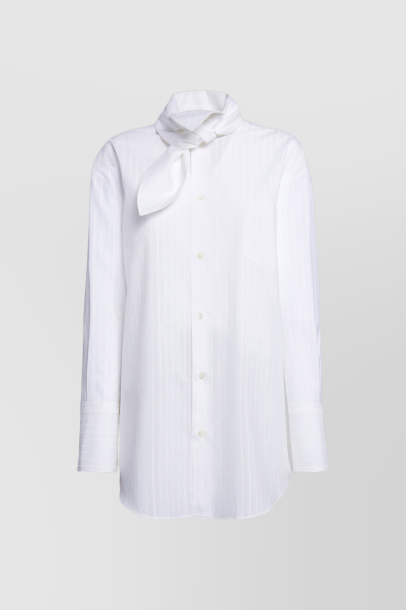 Marni - Fine striped long shirt with tie collar