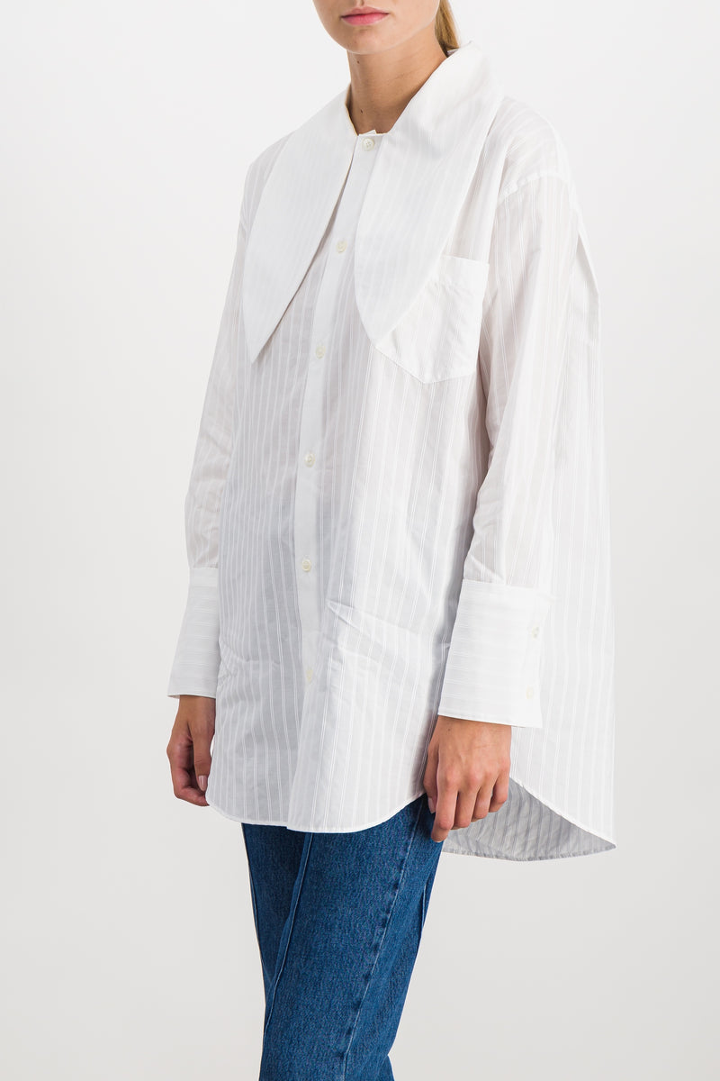 Marni - Fine striped long shirt with tie collar