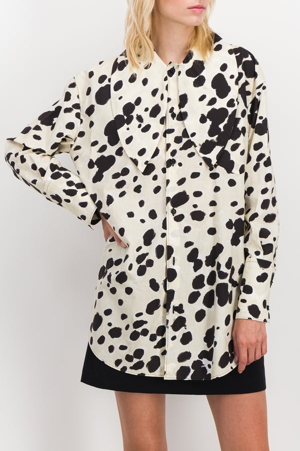 Poplin long shirt with pop dot print