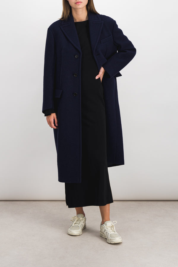 Felted bouclé wool long coat