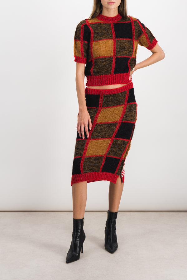Cropped crewneck mohair-wool blend sweater