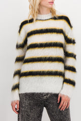 Striped crewneck mohair-wool sweater