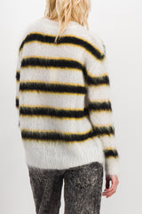 Striped crewneck mohair-wool sweater