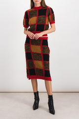 Bi-pattern tulip wool skirt