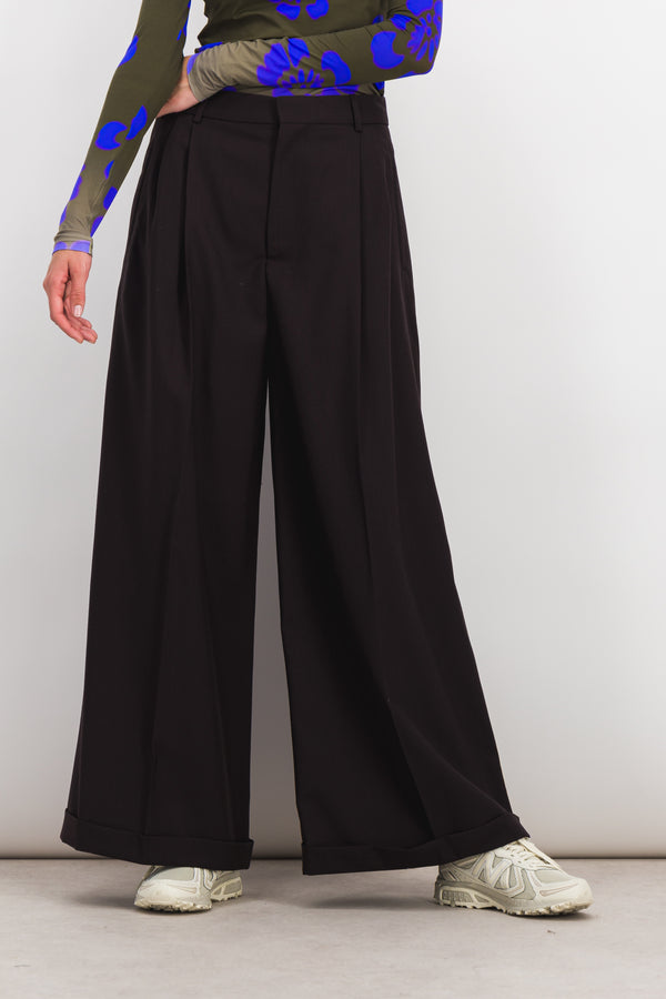 Long palazzo virgin wool pants