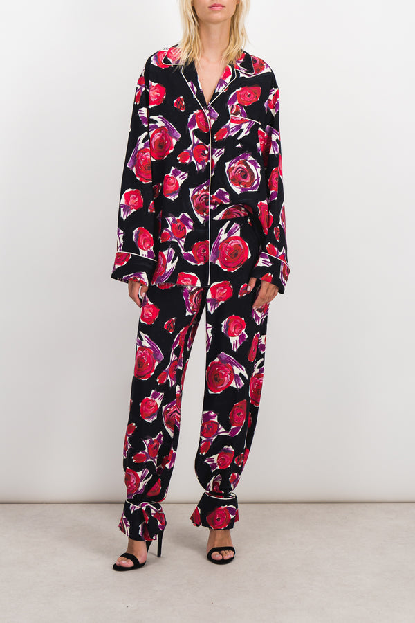 Drawstring flower printed pyjama pants