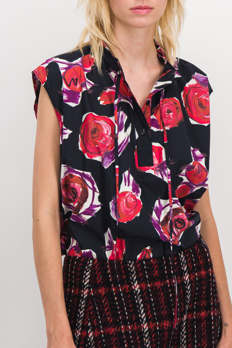 Marni - Sleeveless funnel neck flower printed top