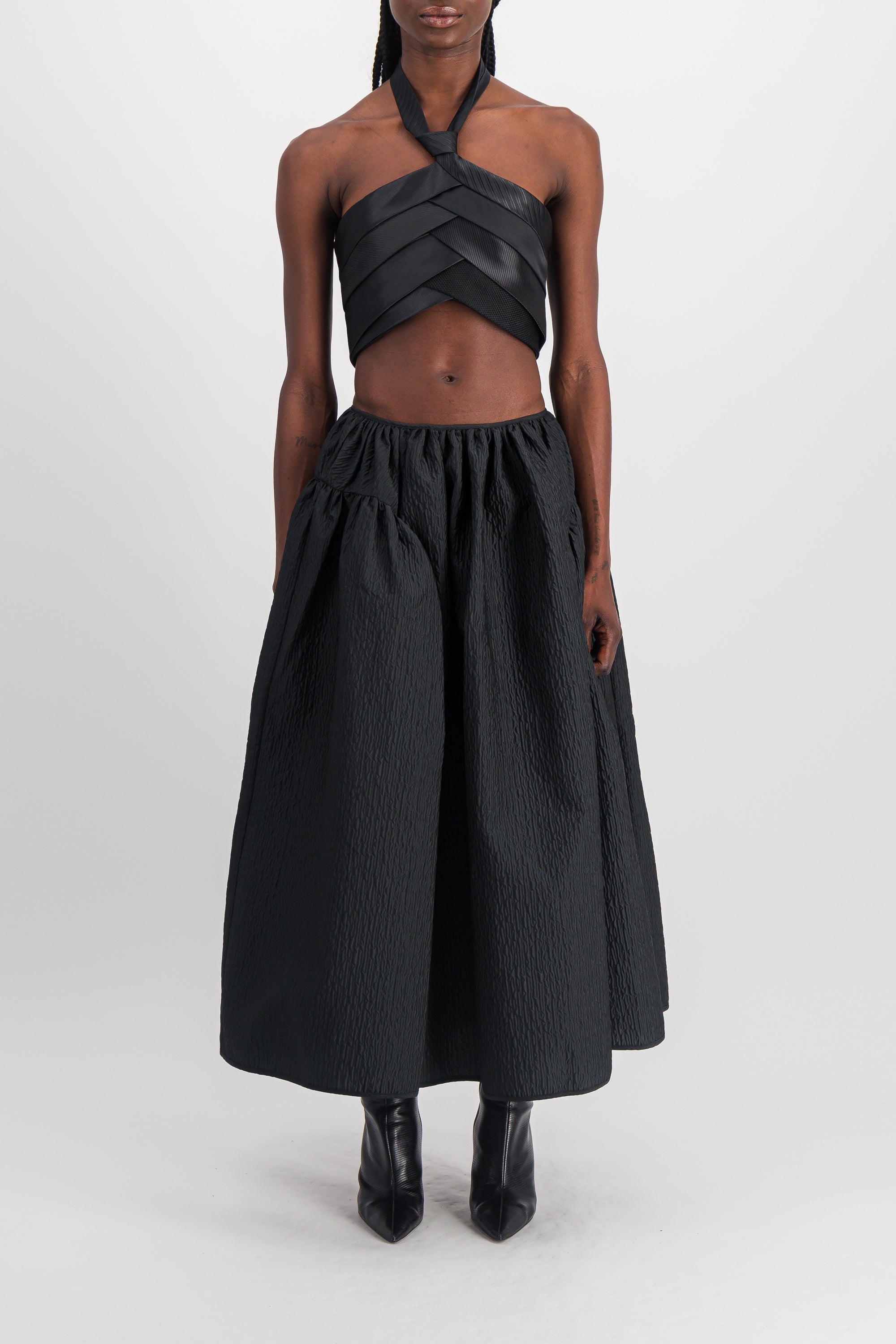 Cecilie Bahnsen cotton Smock Gathered skirt 6524-343-1760 black UK10 US6