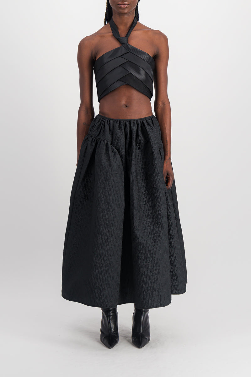 Cecilie Bahnsen - Black satin A-line maxi skirt