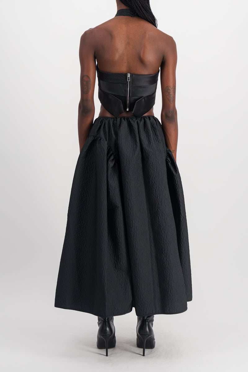 Cecilie Bahnsen - Black satin A-line maxi skirt