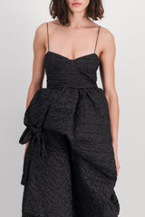 Bustier dress with asymmetrical skirt and bow