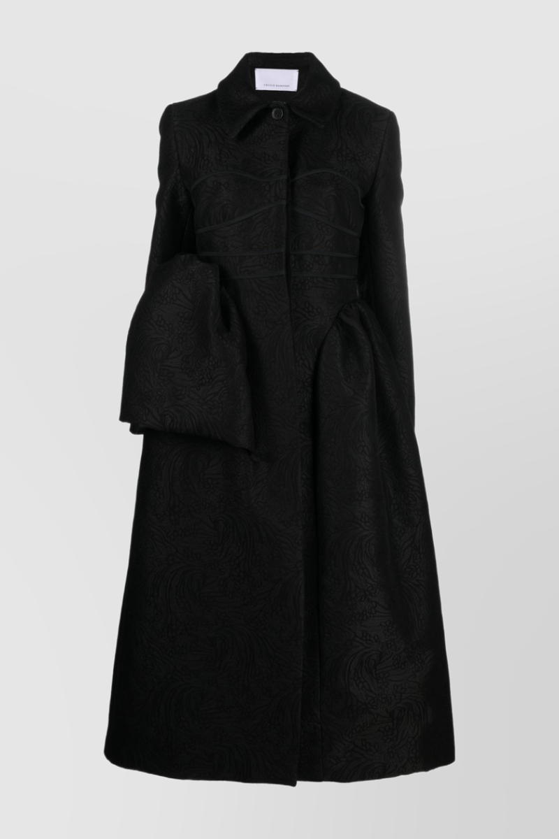 Cecilie Bahnsen - Fitted black coat with asymmetric side panels