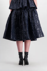 Quilted voluminous midi skirt