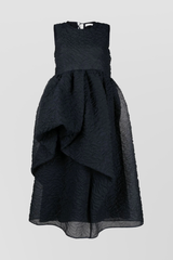 Midi dress with open back and asymmetrical skirt