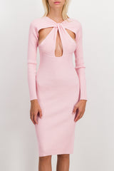 Light pink twisted cut-out knit dress