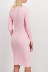 Light pink twisted cut-out knit dress